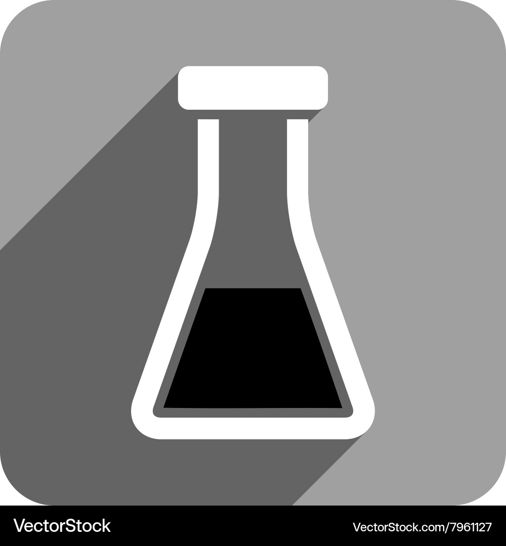 Flask flat square icon with long shadow Vector Image