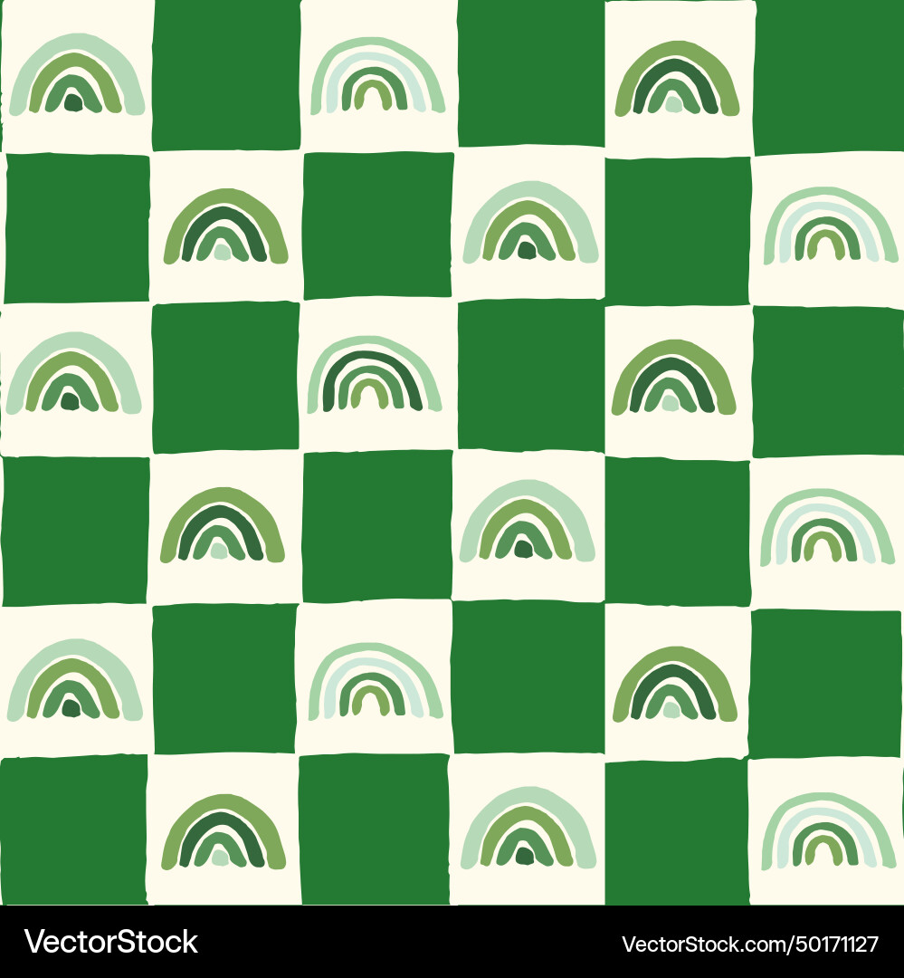 Hand drawn green checkerboard pattern Royalty Free Vector