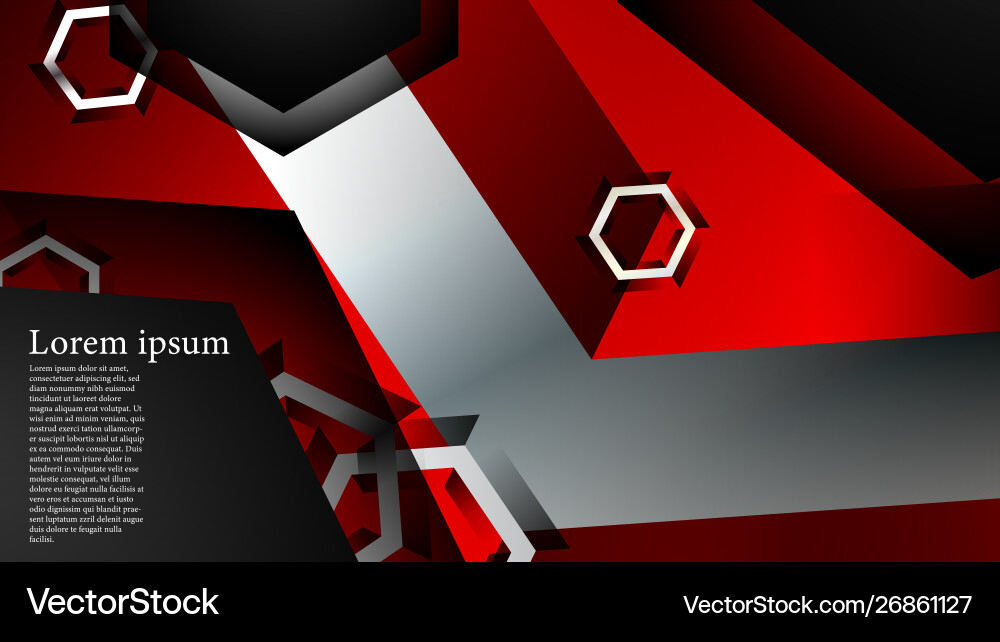 Hexagon overlaps and red color for background vector image