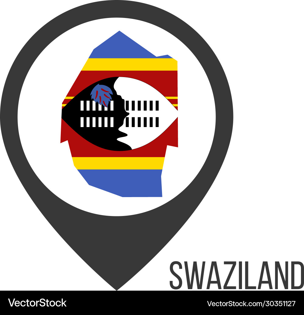 Map pointers with contry swaziland flag Map pointers with contry swaziland flag vector image