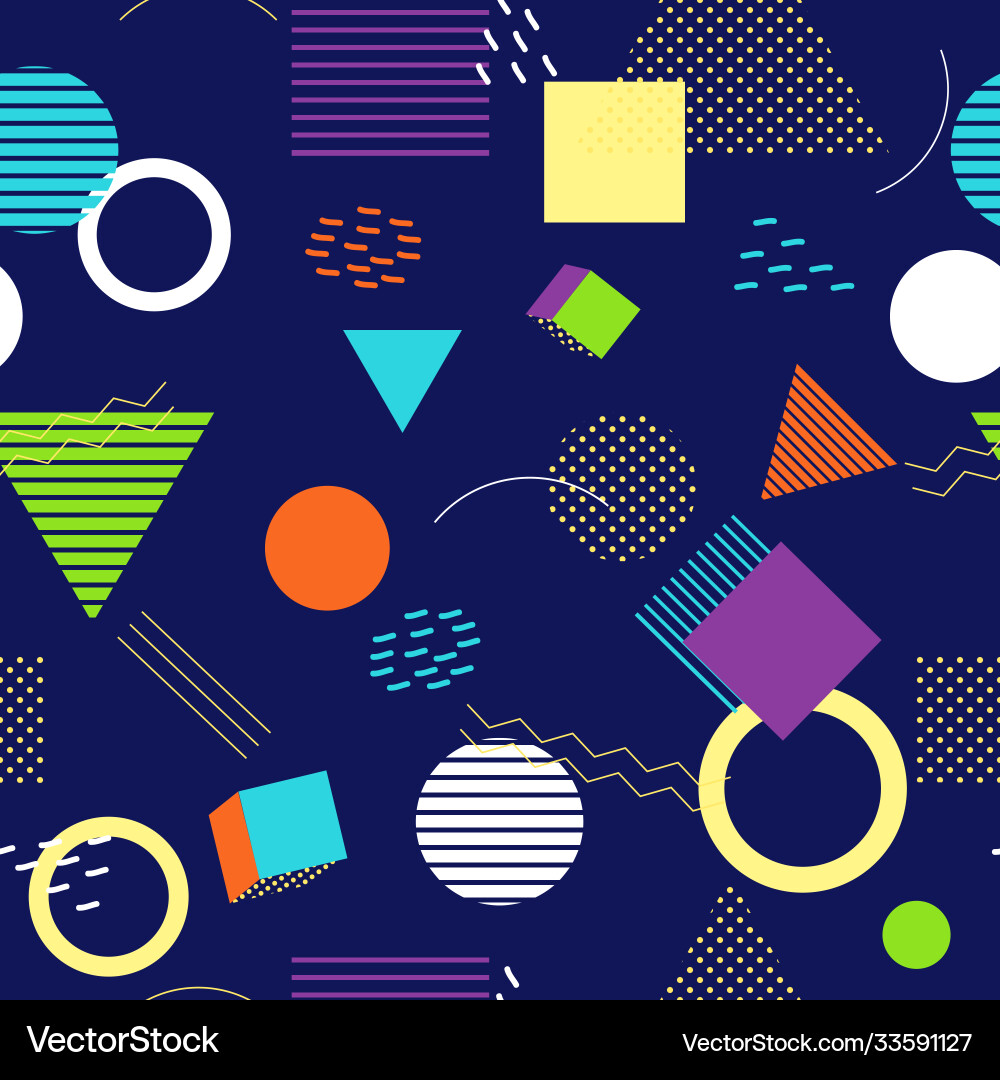Memphis seamless pattern on background Memphis seamless pattern on background vector image