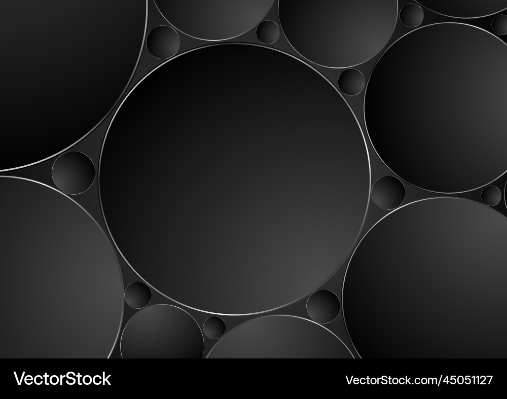 Schwarze geometrische Kreise mit grauen Silberumrissen Schwarze geometrische Kreise mit grauen Silberumrissen vektorbild