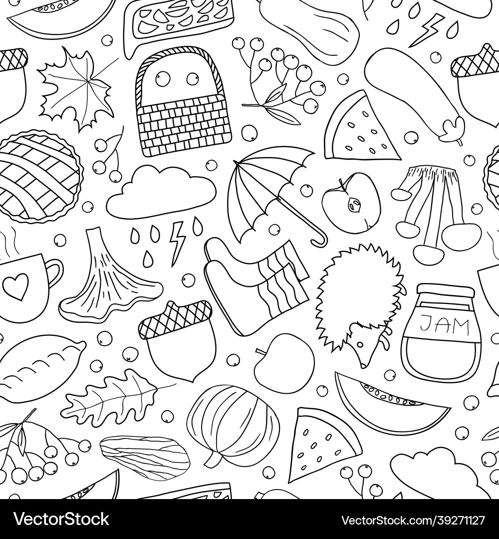 Seamless pattern with autumn items Seamless pattern with autumn items vector image