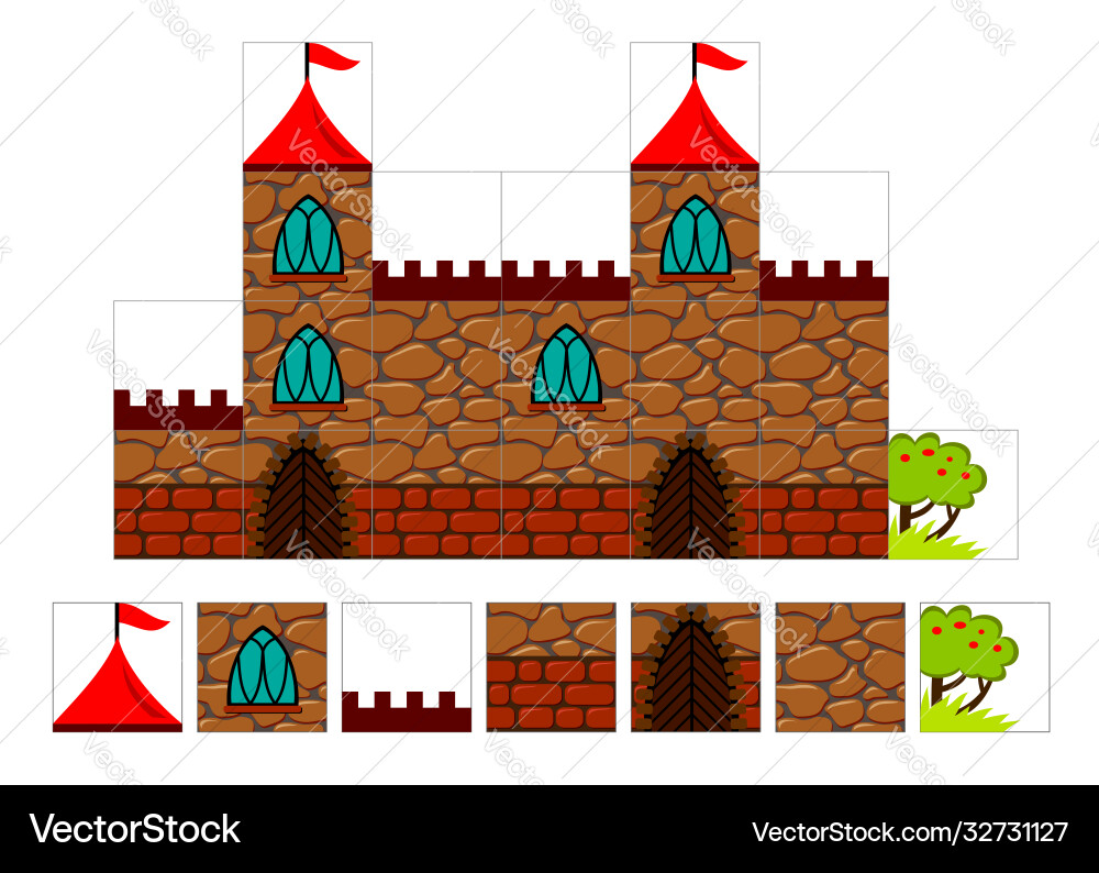 Set 2d tileset for creating video game Set 2d tileset for creating video game Vector Image