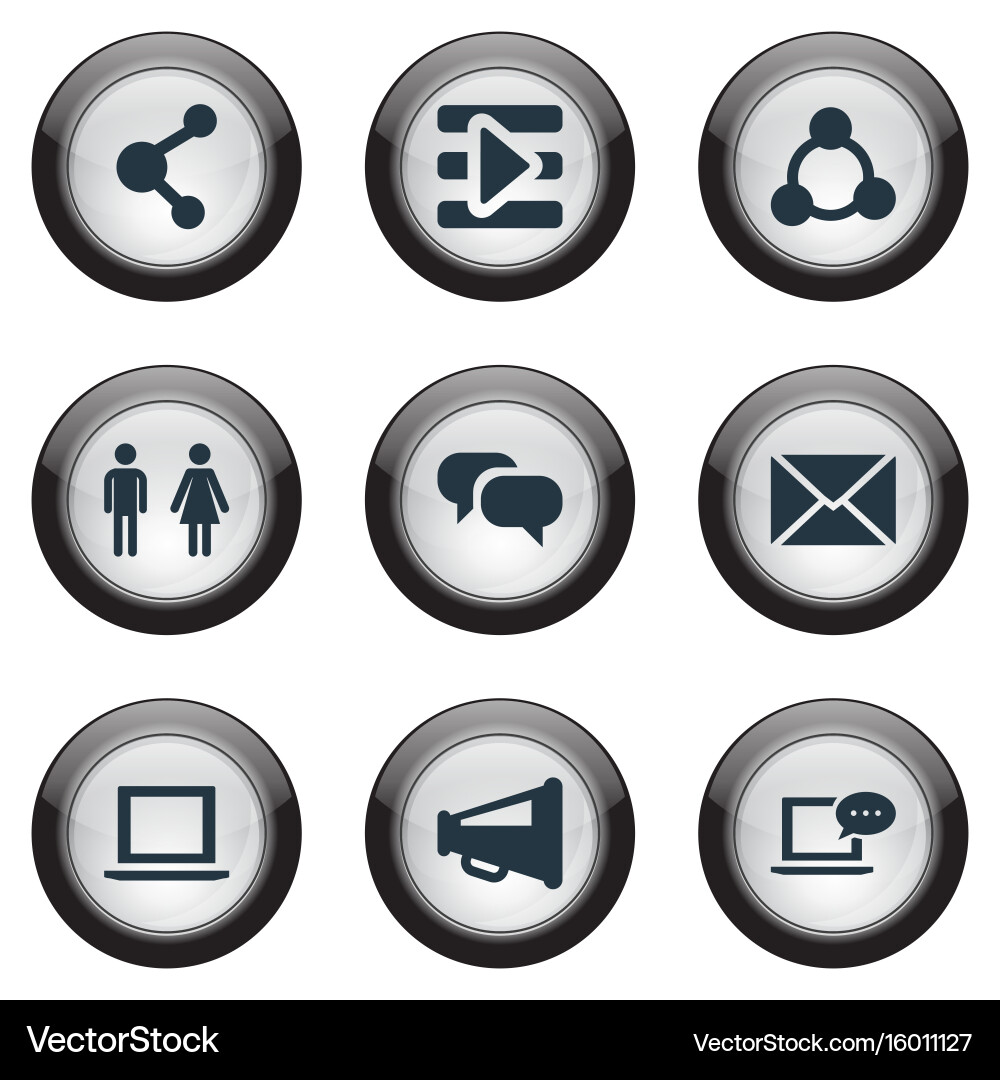 Set of simple media icons elements web megaphone vector image