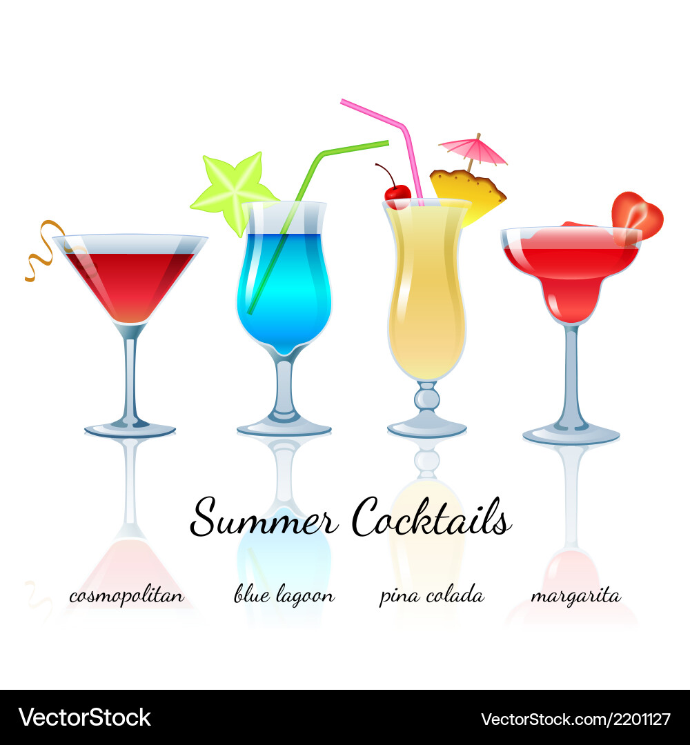 Tropical Summer Cocktail Set Vector Image