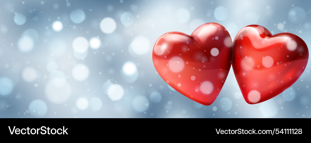 Abstract bokeh background with hearts vector image