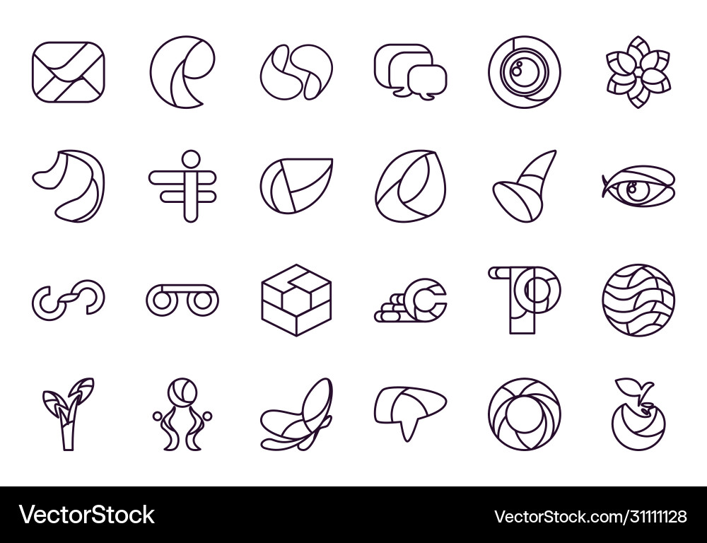 Abstract shapes line style icon set design Abstract shapes line style icon set design Vector Image