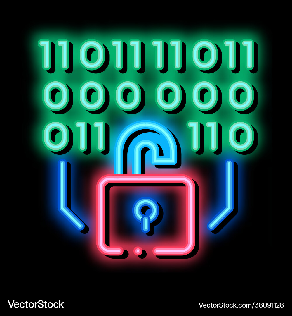 Binary security code neon glow icon Binary security code neon glow icon vector image