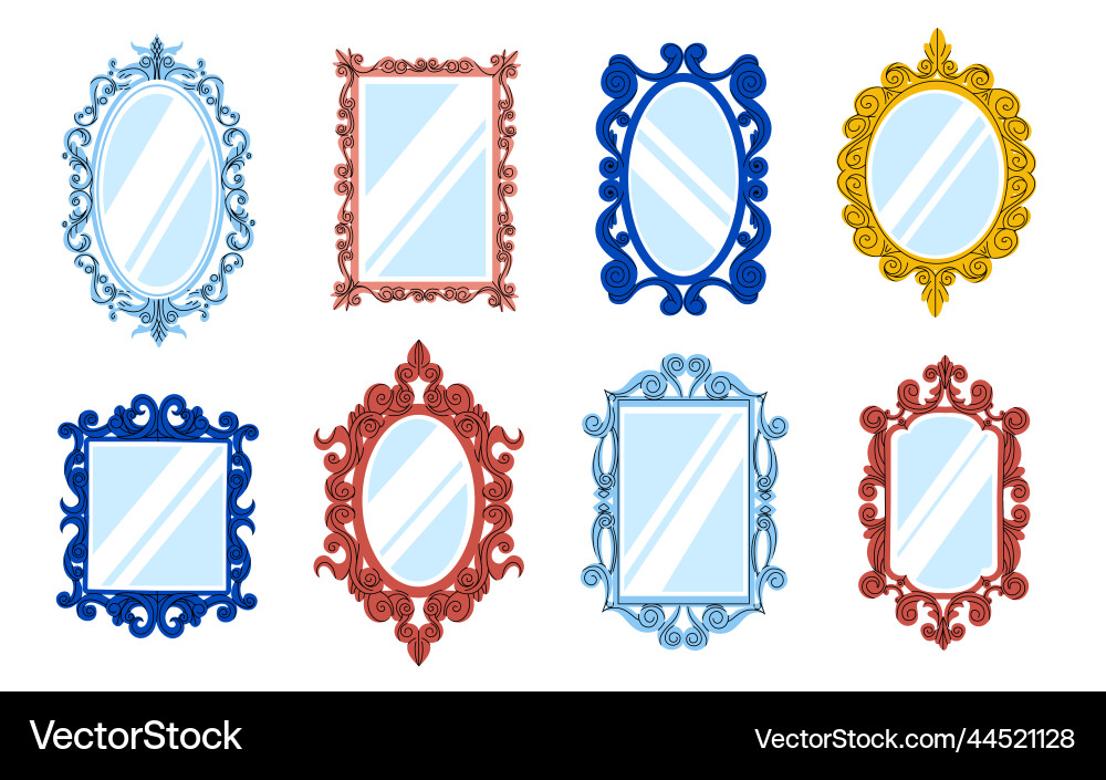 Cartoon decorative mirror vintage lace shiny Cartoon decorative mirror vintage lace shiny vector image