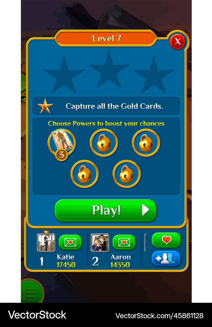 Complete set of level button game ui pop-up icon Vector Image