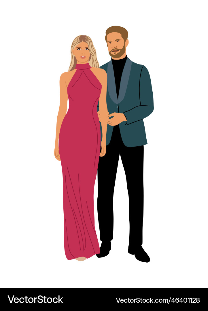 Couple in trendy evening clothes isolated Couple in trendy evening clothes isolated vector image