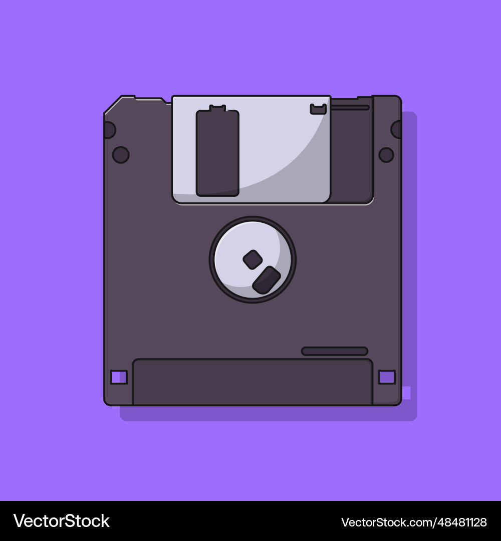 Floppy disk icon with outline for design element Floppy disk icon with outline for design element vector image