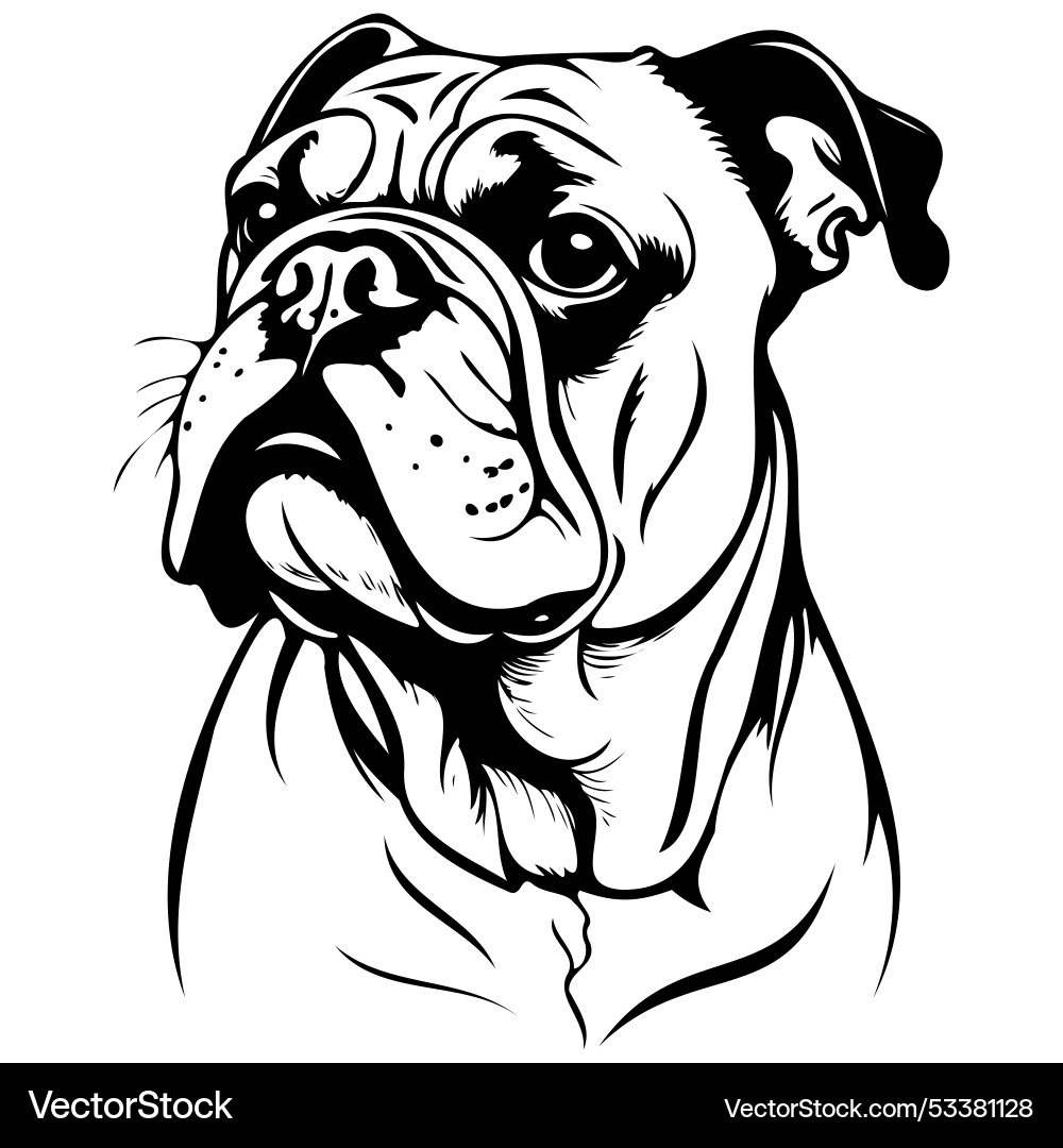 Hand-Drawn Bulldog Silhouette Vector Image