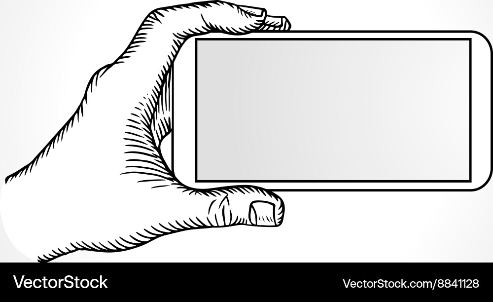Hand holding mobile front view Vector Image