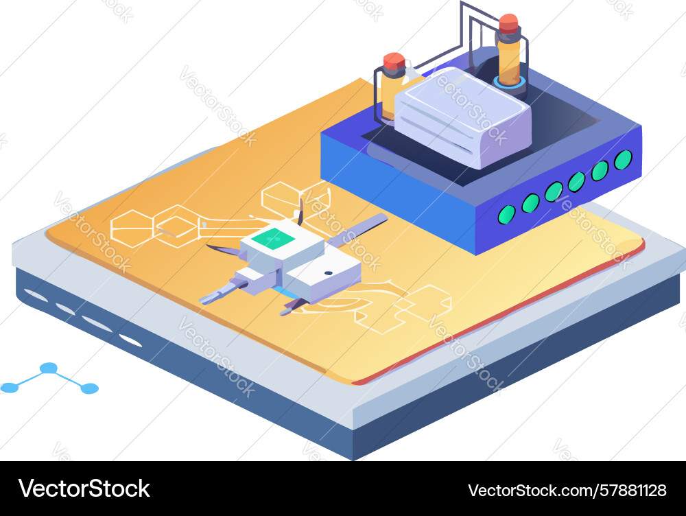 Isometric data center with server and network Vector Image