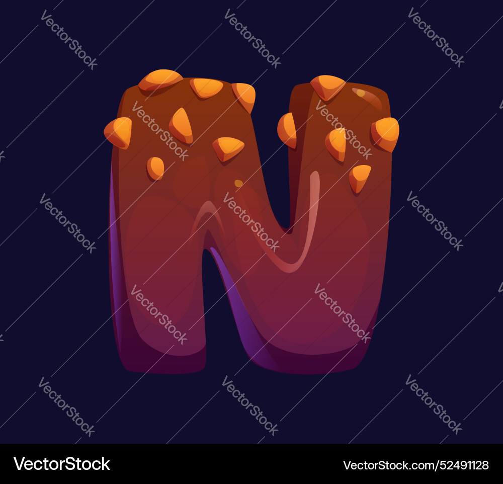Letter n cartoon chocolate candy alphabet type Letter n cartoon chocolate candy alphabet type vector image