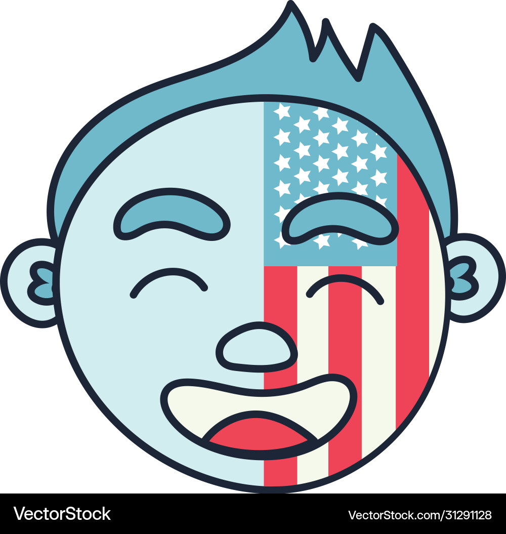 Man with usa flag painted line and fill style Man with usa flag painted line and fill style vector image