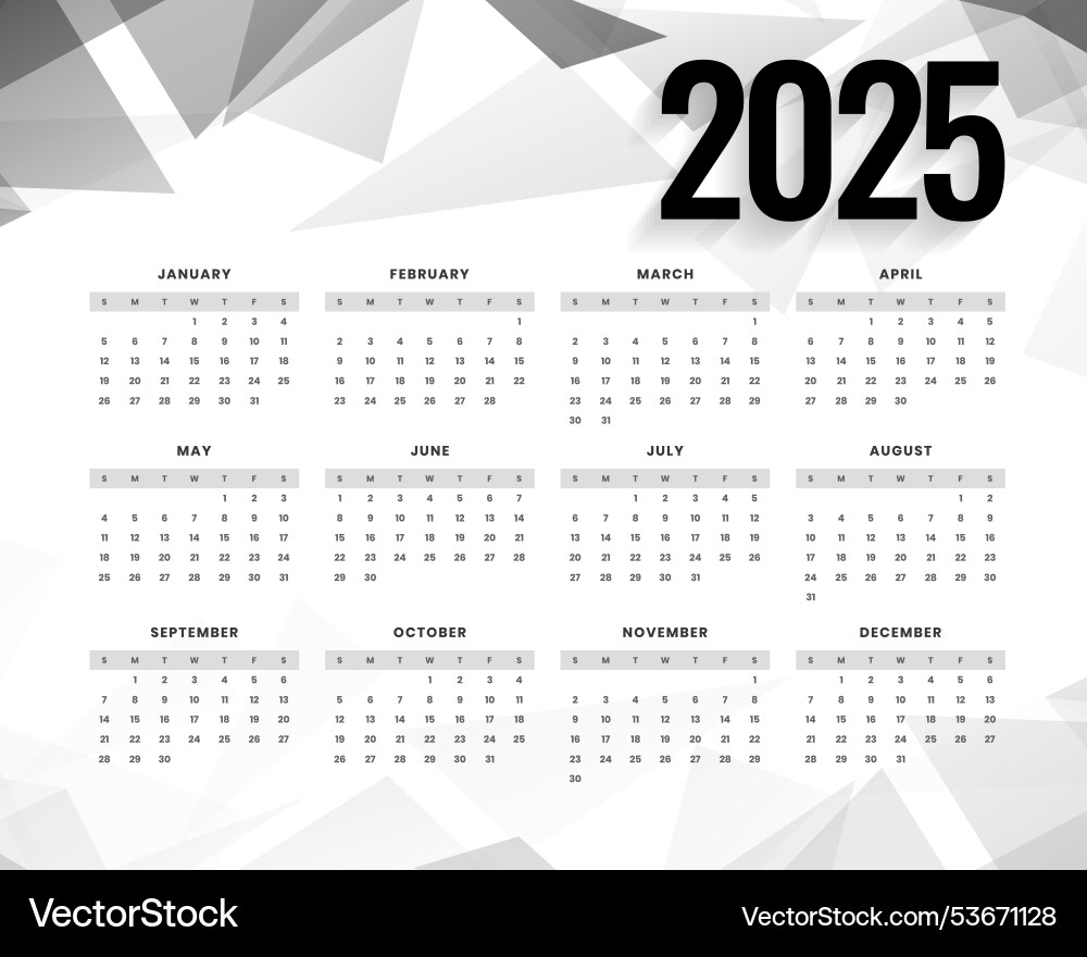 Minimal 2025 full page calendar template week Vector Image