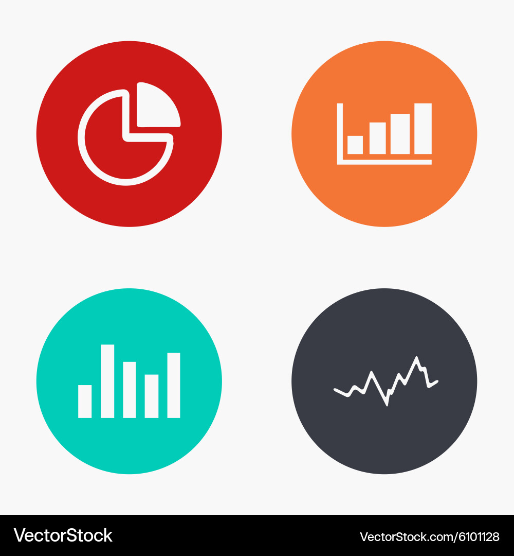Modern graph colorful icons set vector image