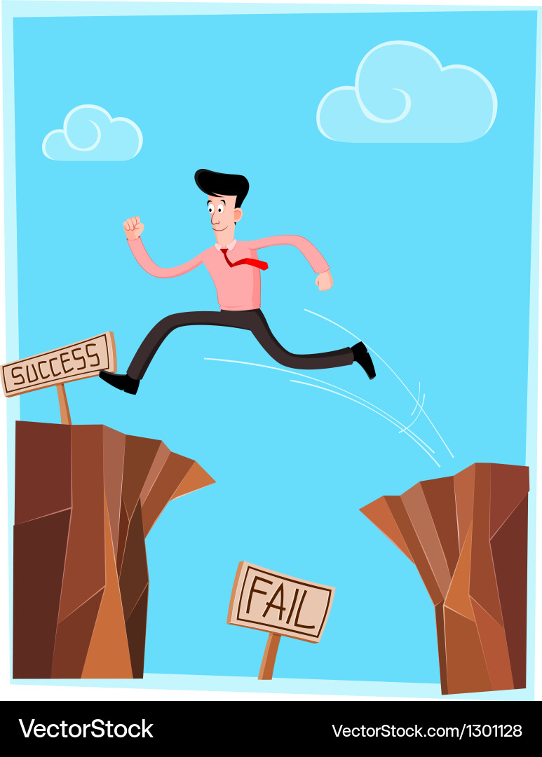Overcoming Challenges - Cliff Jump Vector Image