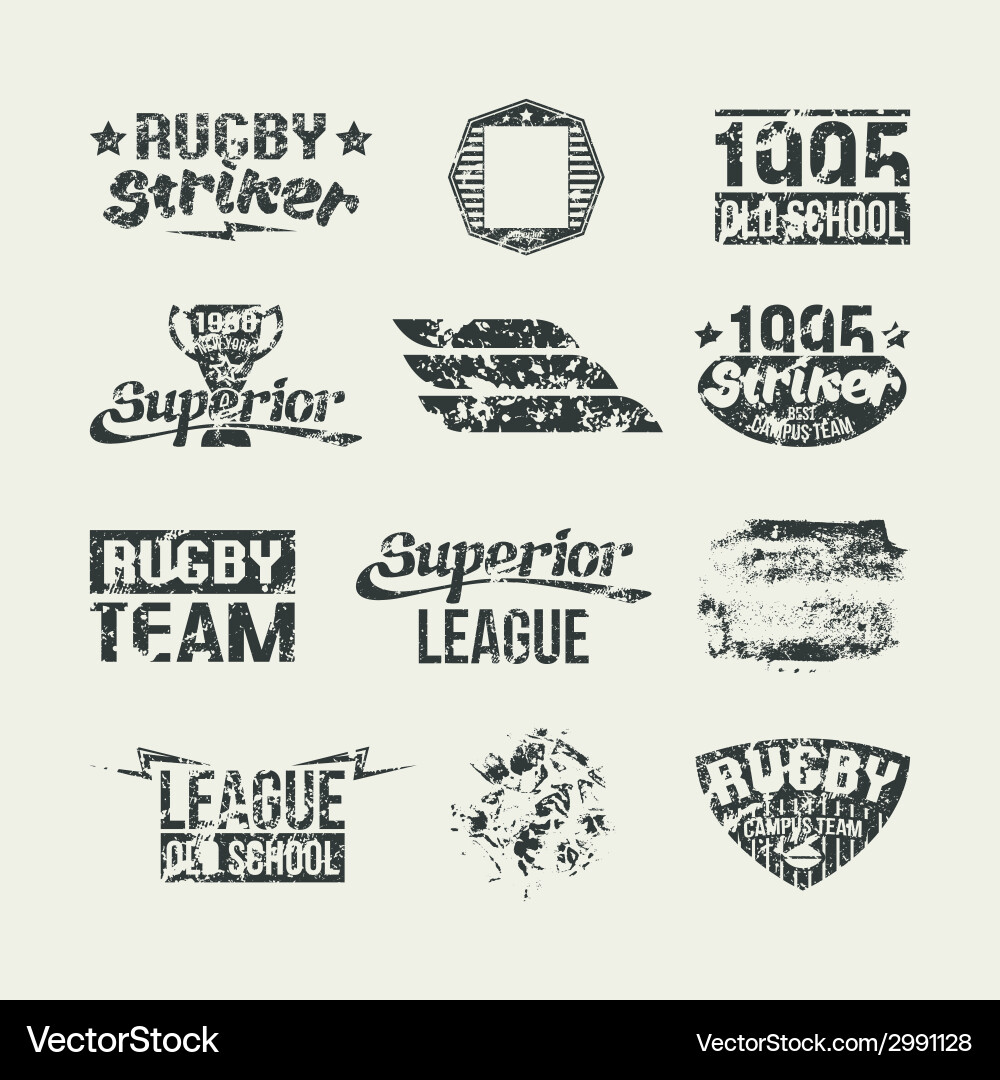Retro College Rugby Badges Vector Image