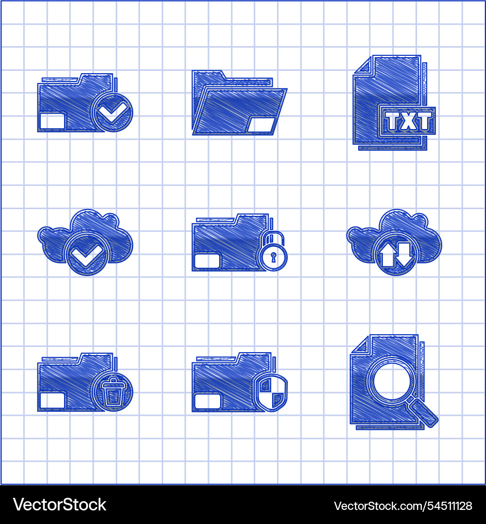 Set folder and lock document protection Set folder and lock document protection vector image