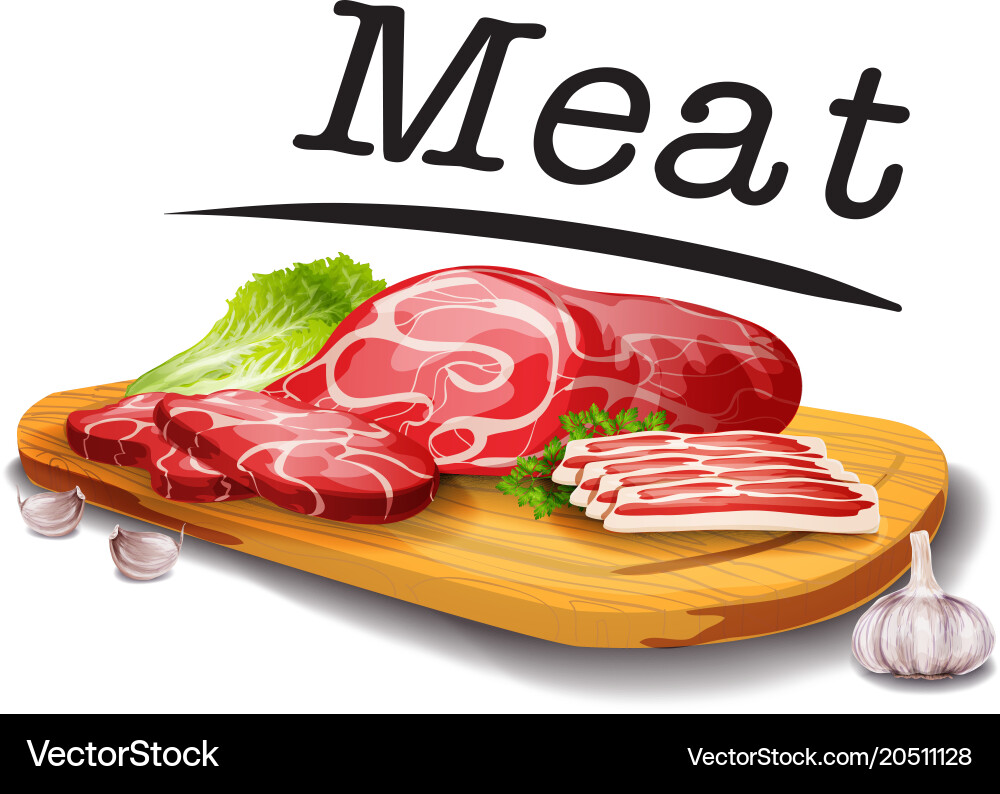 Set of meat beef bacon background image vector image
