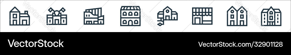 Urban building line icons linear set quality Urban building line icons linear set quality vector image