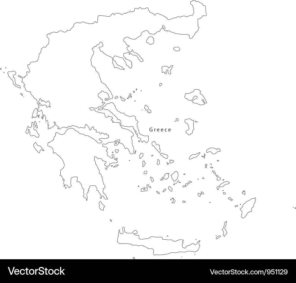 Black and White Greece Map Outline Vector Image