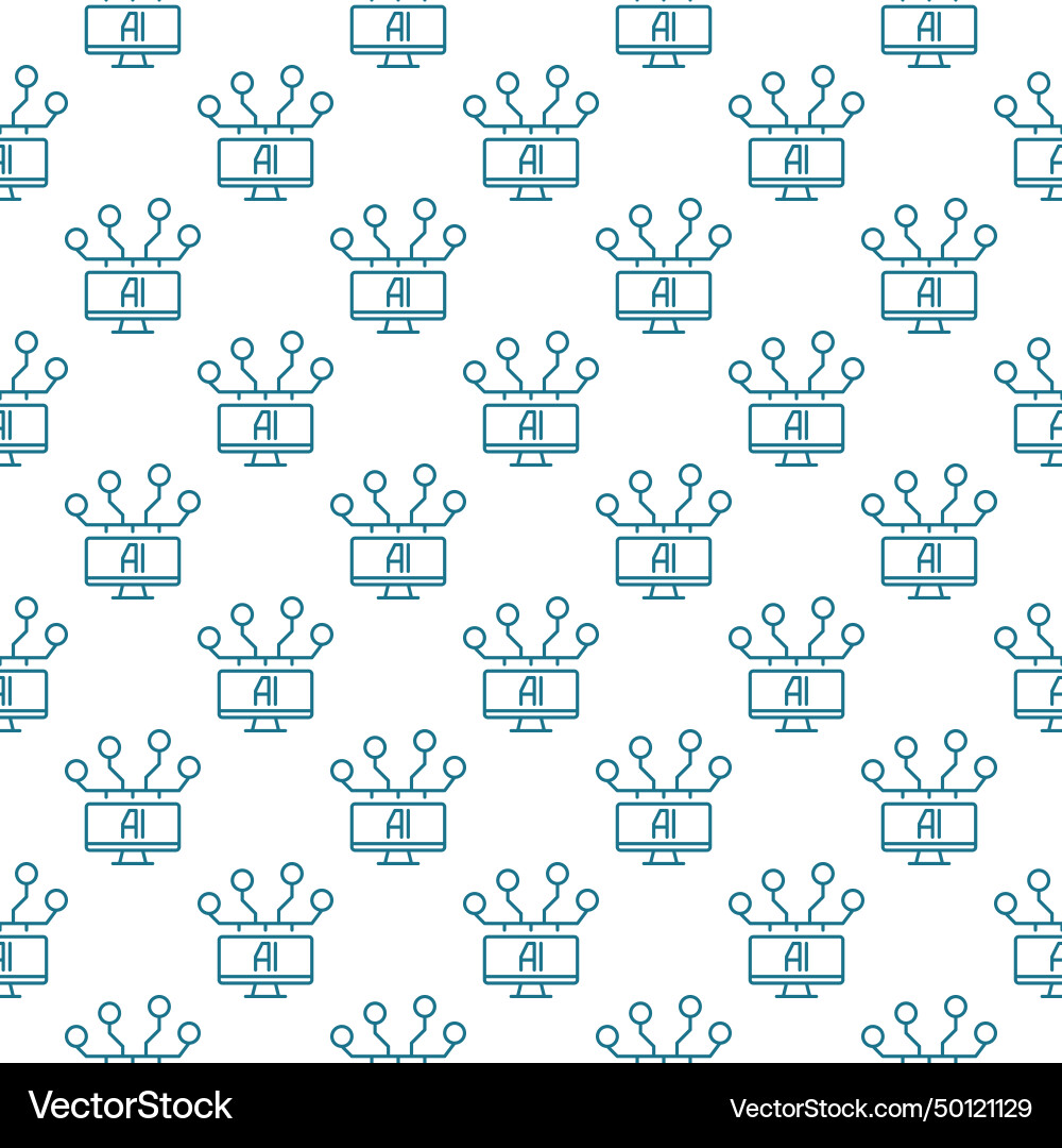 Computer with ai artificial intelligence linear Computer with ai artificial intelligence linear vector image
