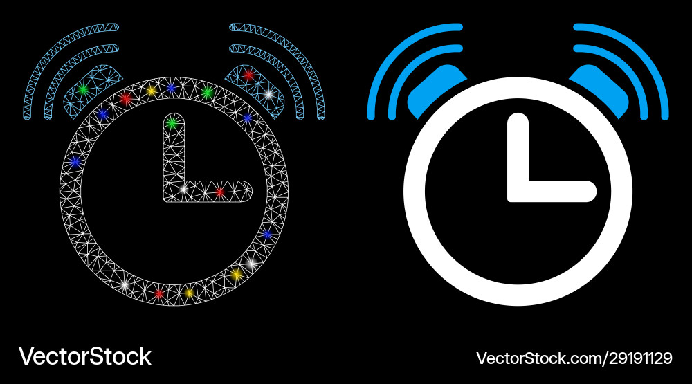 Flare mesh network alarm clock icon with Flare mesh network alarm clock icon with vector image