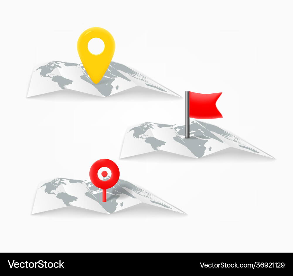 Folded Maps with Point Markers vector image