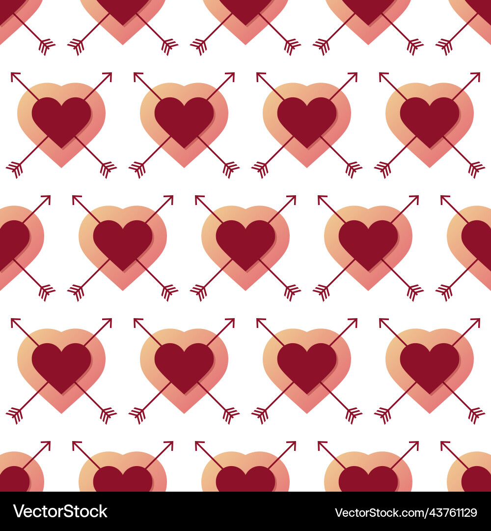 Heart and arrow seamless pattern with creative Heart and arrow seamless pattern with creative Vector Image