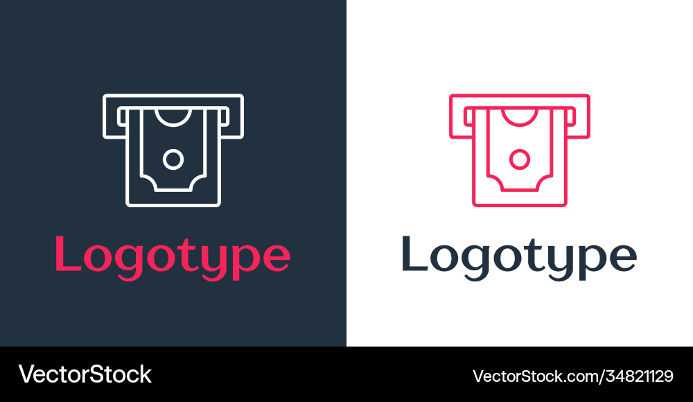 Logotype line atm - automated teller machine Logotype line atm - automated teller machine vector image