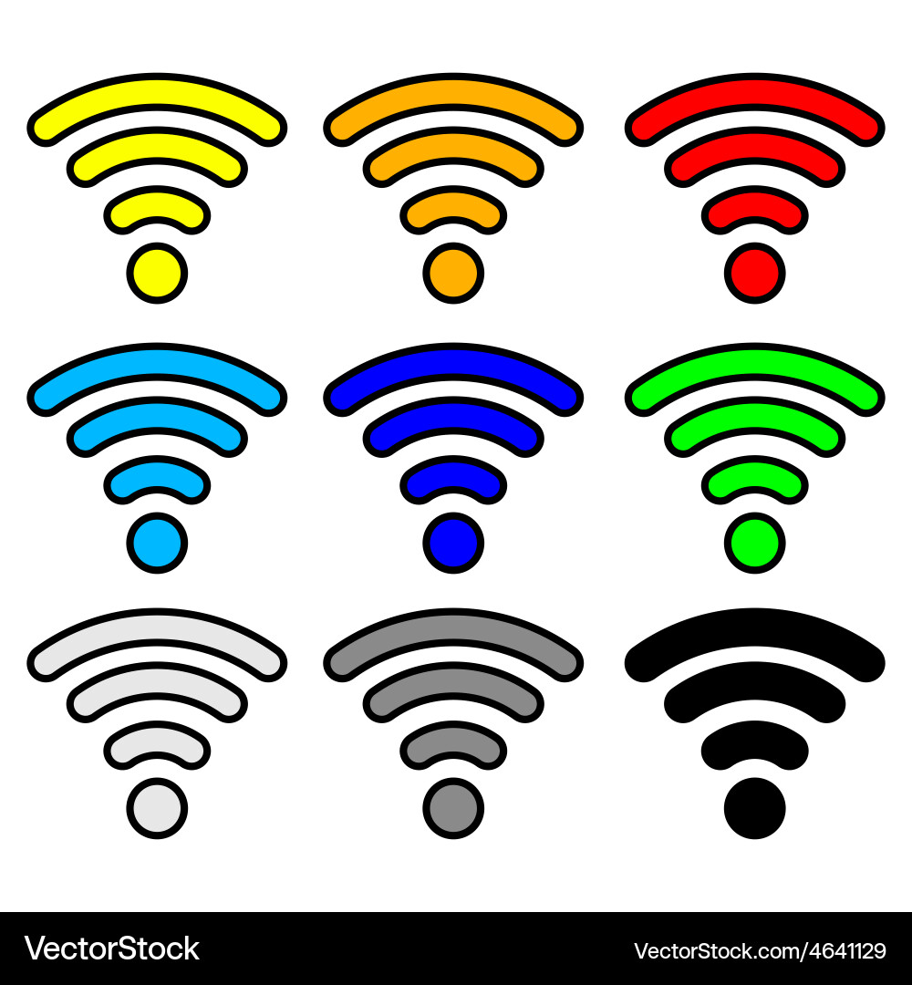 Multi color wifi wireless hotspot internet signal Vector Image