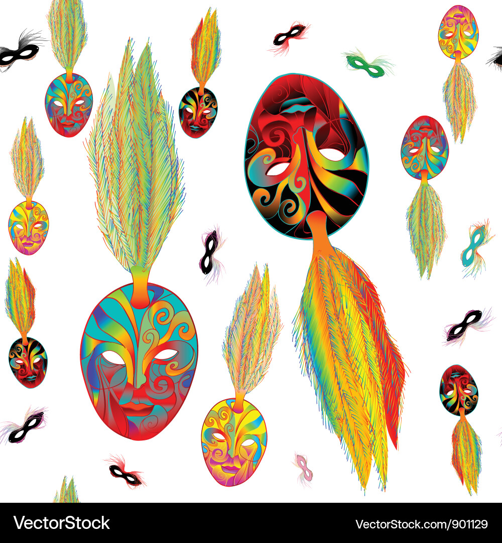 Psychedelic Mardi Gras Mask Pattern Vector Image