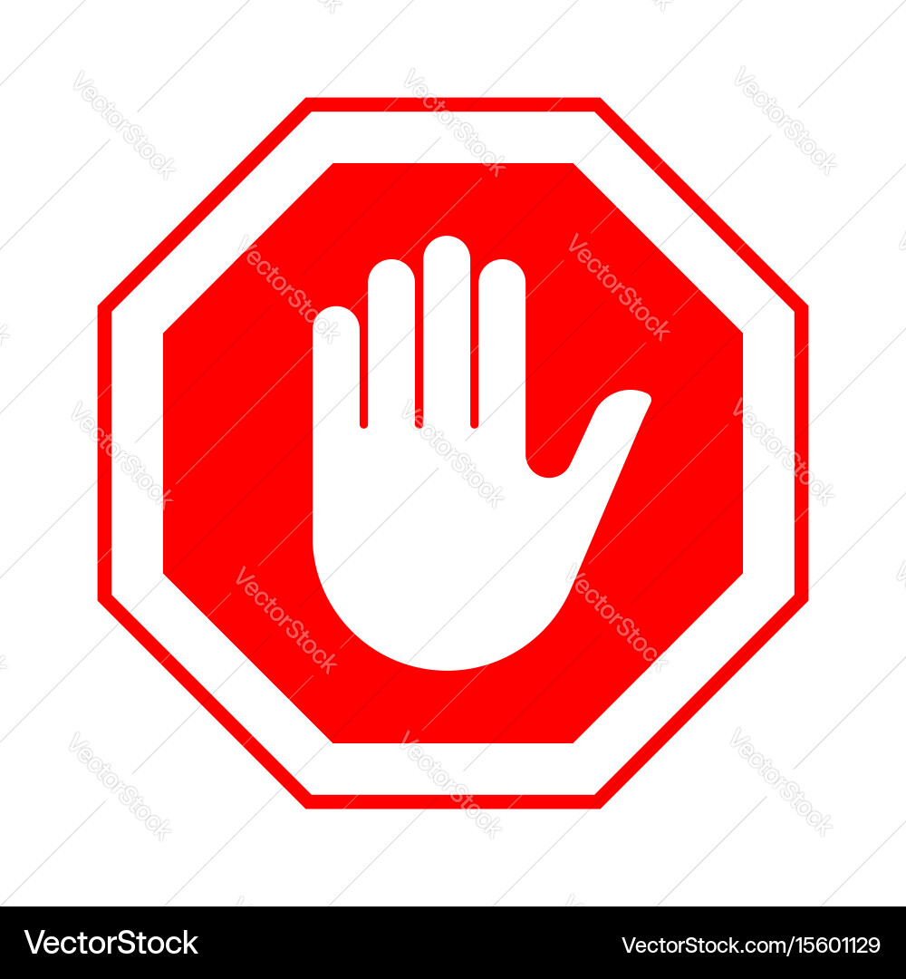 Red Stop Sign with Hand Vector Image