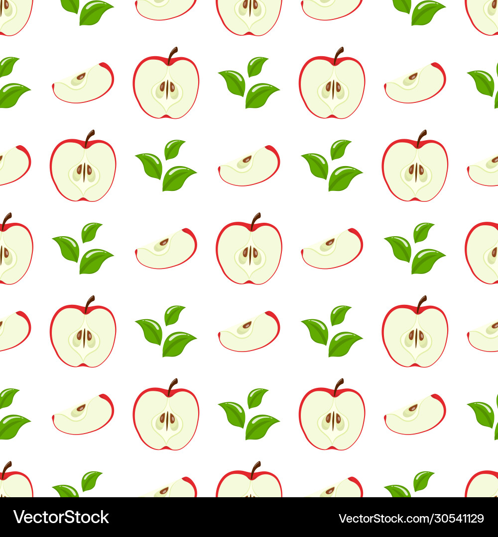 Seamless pattern with red half slice apples Vector Image