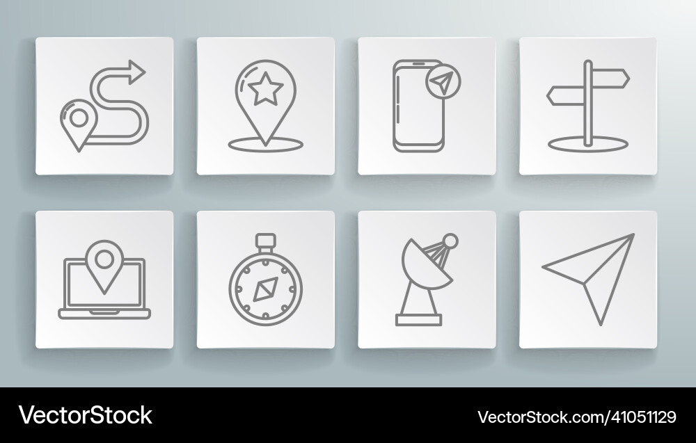 Set line laptop with location marker map pointer Set line laptop with location marker map pointer vector image