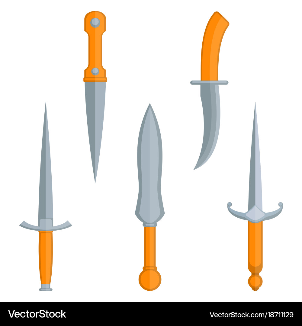 Set of dagger knives with very sharp point edges vector image