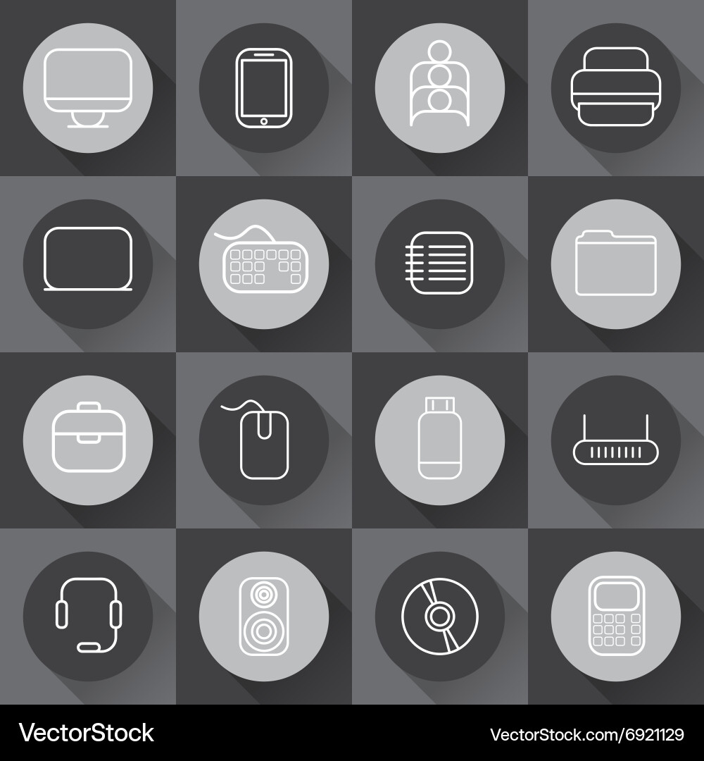 Set of line craft icons for business with computer vector image