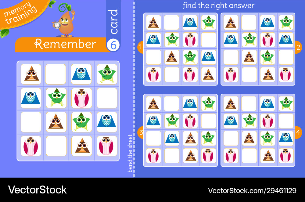 Shape Memory Game - Find the Right Answer vector image