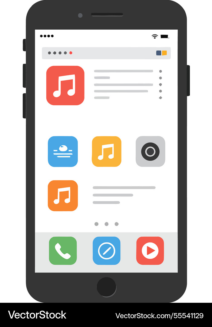 Smartphone app interface with colorful icons Smartphone app interface with colorful icons vector image