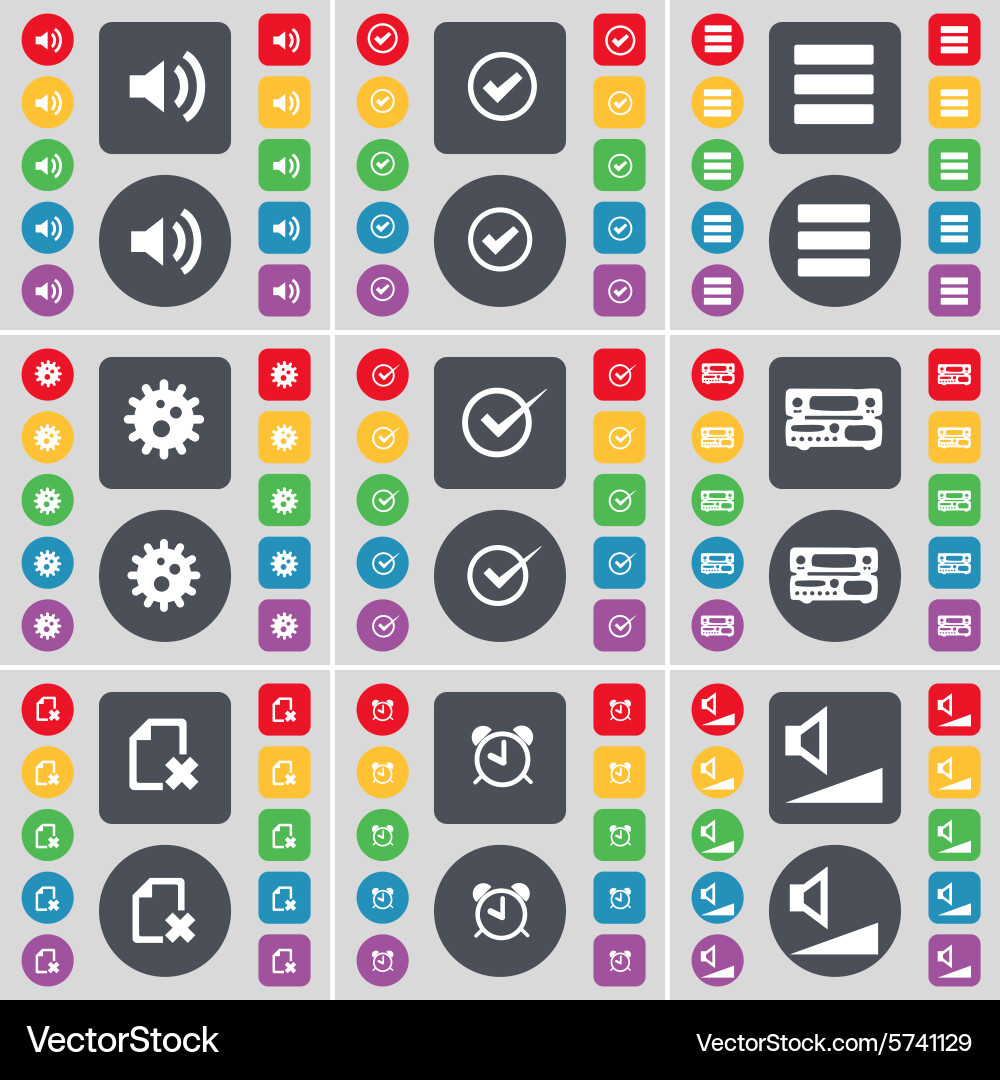 Sound tick apps gear record-player file alarm Vector Image