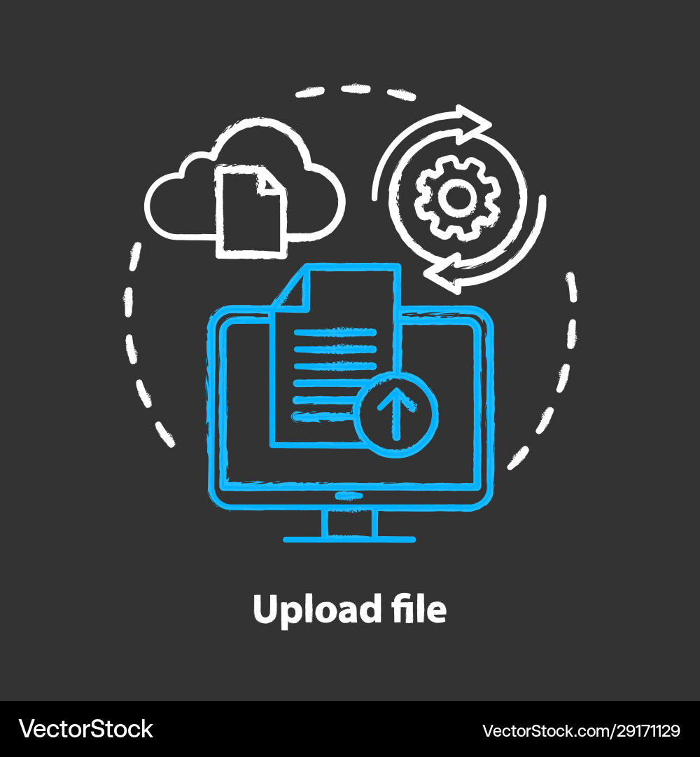 Upload file chalk concept icon data transfer idea Upload file chalk concept icon data transfer idea vector image