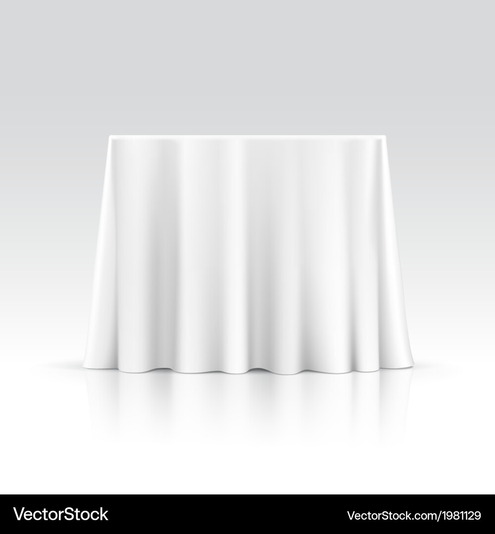 White Square Table with Tablecloth vector image