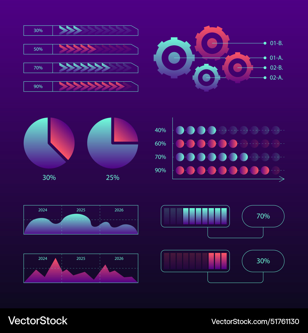 A collection of charts and cogs displayed against A collection of charts and cogs displayed against vector image
