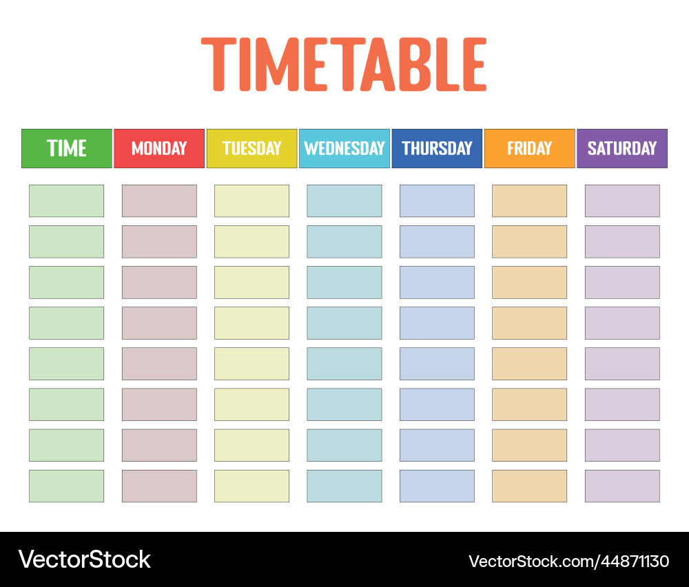 A simple timetable for the week go back A simple timetable for the week go back vector image