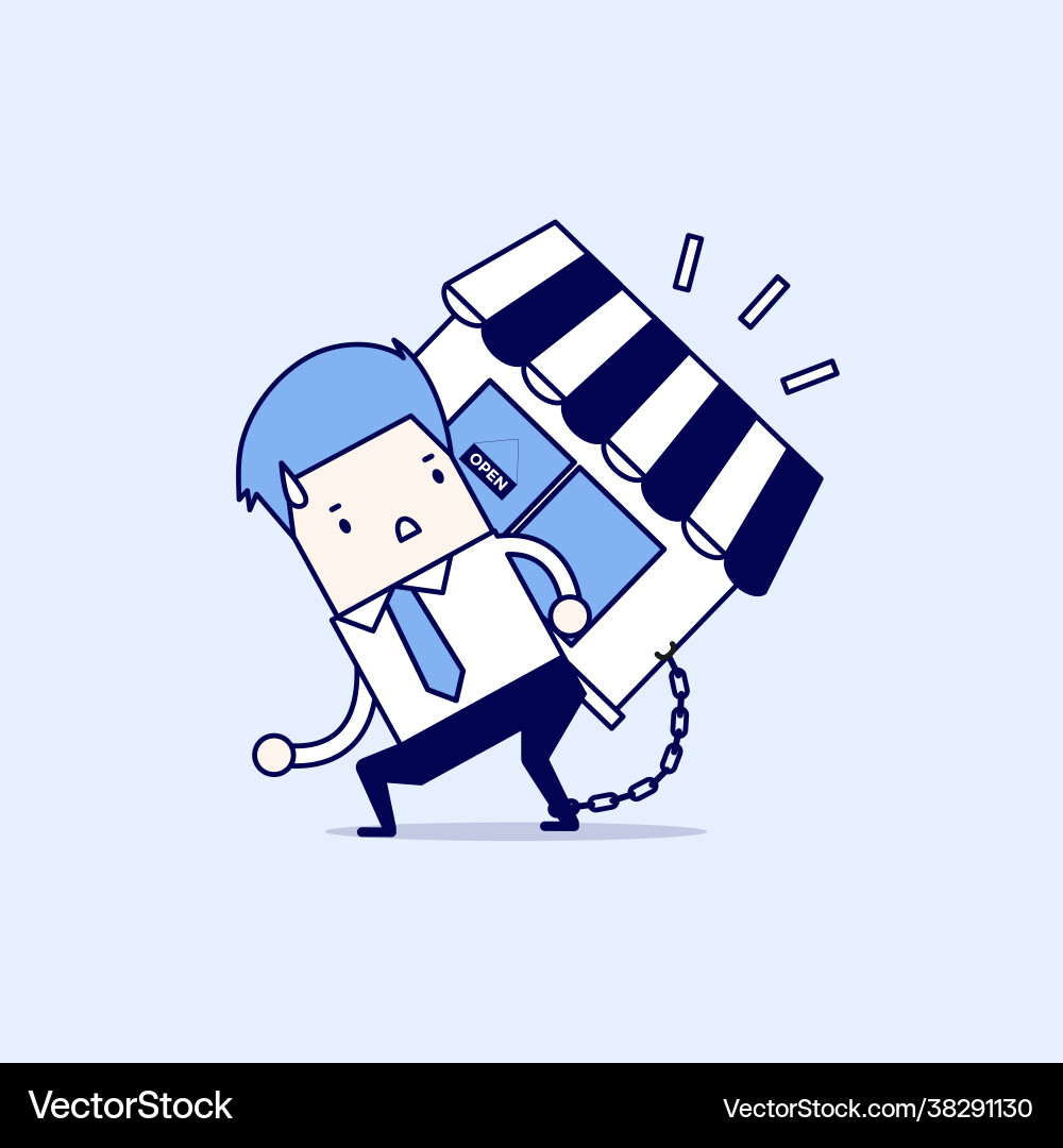 Businessman carry his shop debt with chained Businessman carry his shop debt with chained Vector Image